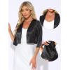 imageAllegra K Satin Cardigan for Womens Open Front Elegant Formal 34 Sleeve Bolero Shrug JacketBlack