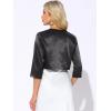 imageAllegra K Satin Cardigan for Womens Open Front Elegant Formal 34 Sleeve Bolero Shrug JacketBlack