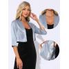 imageAllegra K Satin Cardigan for Womens Open Front Elegant Formal 34 Sleeve Bolero Shrug JacketGrey