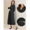 imageAllegra K Semi Formal Pleated Dress for Womens 34 Sleeves Empire Waist Wedding Guest Maxi Dress with BeltBlack