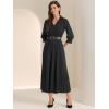 imageAllegra K Semi Formal Pleated Dress for Womens 34 Sleeves Empire Waist Wedding Guest Maxi Dress with BeltBlack
