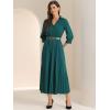 imageAllegra K Semi Formal Pleated Dress for Womens 34 Sleeves Empire Waist Wedding Guest Maxi Dress with BeltDark Green