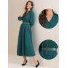 imageAllegra K Semi Formal Pleated Dress for Womens 34 Sleeves Empire Waist Wedding Guest Maxi Dress with BeltDark Green