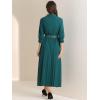 imageAllegra K Semi Formal Pleated Dress for Womens 34 Sleeves Empire Waist Wedding Guest Maxi Dress with BeltDark Green