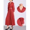 imageAllegra K Semi Formal Pleated Dress for Womens 34 Sleeves Empire Waist Wedding Guest Maxi Dress with BeltRed
