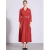 imageAllegra K Semi Formal Pleated Dress for Womens 34 Sleeves Empire Waist Wedding Guest Maxi Dress with BeltRed