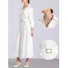 imageAllegra K Semi Formal Pleated Dress for Womens 34 Sleeves Empire Waist Wedding Guest Maxi Dress with BeltWhite