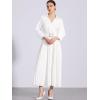 imageAllegra K Semi Formal Pleated Dress for Womens 34 Sleeves Empire Waist Wedding Guest Maxi Dress with BeltWhite