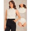 imageAllegra K Sleeveless Bodysuit Tops for Womens Business Work Button Down Leotard ShirtBeige
