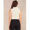 imageAllegra K Sleeveless Bodysuit Tops for Womens Business Work Button Down Leotard ShirtBeige