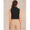 imageAllegra K Sleeveless Bodysuit Tops for Womens Business Work Button Down Leotard ShirtBlack