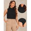 imageAllegra K Sleeveless Bodysuit Tops for Womens Business Work Button Down Leotard ShirtBlack