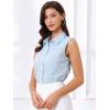 imageAllegra K Sleeveless Bodysuit Tops for Womens Business Work Button Down Leotard ShirtLight Blue