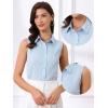 imageAllegra K Sleeveless Bodysuit Tops for Womens Business Work Button Down Leotard ShirtLight Blue