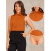 imageAllegra K Sleeveless Bodysuit Tops for Womens Business Work Button Down Leotard ShirtOrange