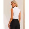 imageAllegra K Sleeveless Bodysuit Tops for Womens Business Work Button Down Leotard ShirtWhite