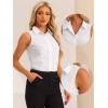 imageAllegra K Sleeveless Bodysuit Tops for Womens Business Work Button Down Leotard ShirtWhite