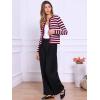 imageAllegra K Striped Cardigan Sweaters for Womens Lightweight Crew Neck Button Down Knit JacketsRed White