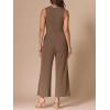 imageAllegra K Summer Jumpsuit for Womens Dressy Casual Outfits Sleeveless Crewneck Wide Leg PantsBrown