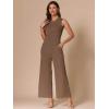 imageAllegra K Summer Jumpsuit for Womens Dressy Casual Outfits Sleeveless Crewneck Wide Leg PantsBrown