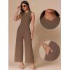 imageAllegra K Summer Jumpsuit for Womens Dressy Casual Outfits Sleeveless Crewneck Wide Leg PantsBrown