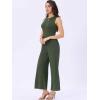 imageAllegra K Summer Jumpsuit for Womens Dressy Casual Outfits Sleeveless Crewneck Wide Leg PantsGreen