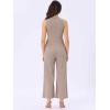imageAllegra K Summer Jumpsuit for Womens Dressy Casual Outfits Sleeveless Crewneck Wide Leg PantsLight Khaki