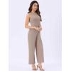 imageAllegra K Summer Jumpsuit for Womens Dressy Casual Outfits Sleeveless Crewneck Wide Leg PantsLight Khaki