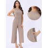 imageAllegra K Summer Jumpsuit for Womens Dressy Casual Outfits Sleeveless Crewneck Wide Leg PantsLight Khaki