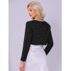 imageAllegra K Tweed Cropped Jackets for Womens Long Sleeve Open Front Elegant Work Office Short JacketBlack