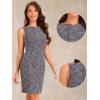 imageAllegra K Tweed Dress for Womens Business Boat Neck Sleeveless Plaid Sheath DressesBlack