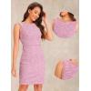 imageAllegra K Tweed Dress for Womens Business Boat Neck Sleeveless Plaid Sheath DressesPink