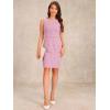 imageAllegra K Tweed Dress for Womens Business Boat Neck Sleeveless Plaid Sheath DressesPink