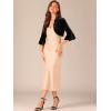 imageAllegra K Velvet Shrug Top for Womens 34 Sleeve Open Front Ruffled Cocktail Party Cropped CardiganBlack
