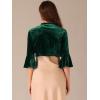 imageAllegra K Velvet Shrug Top for Womens 34 Sleeve Open Front Ruffled Cocktail Party Cropped CardiganDark Green