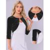 imageAllegra K Velvet Shrug for Women Crew Neck Ruched 34 Sleeves Cocktail Party Cropped CardiganBlack