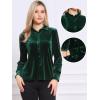 imageAllegra K Vintage Velvet Tops for Women Dressy Casual Long Sleeve Button Down Shirt BlouseGreen