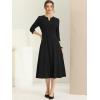imageAllegra K Womens 34 Sleeve Dresses V Neck Elegant ALine Work Business Formal Midi Dress with PocketsBlack