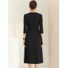 imageAllegra K Womens 34 Sleeve Dresses V Neck Elegant ALine Work Business Formal Midi Dress with PocketsBlack