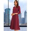 imageAllegra K Womens 34 Sleeve Dresses V Neck Elegant ALine Work Business Formal Midi Dress with PocketsBurgundy