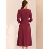 imageAllegra K Womens 34 Sleeve Dresses V Neck Elegant ALine Work Business Formal Midi Dress with PocketsBurgundy