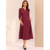 imageAllegra K Womens 34 Sleeve Dresses V Neck Elegant ALine Work Business Formal Midi Dress with PocketsBurgundy