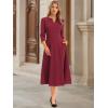 imageAllegra K Womens 34 Sleeve Dresses V Neck Elegant ALine Work Business Formal Midi Dress with PocketsBurgundy