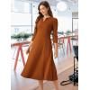 imageAllegra K Womens 34 Sleeve Dresses V Neck Elegant ALine Work Business Formal Midi Dress with PocketsCaramel