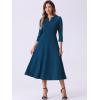 imageAllegra K Womens 34 Sleeve Dresses V Neck Elegant ALine Work Business Formal Midi Dress with PocketsDark Blue