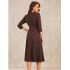 imageAllegra K Womens 34 Sleeve Dresses V Neck Elegant ALine Work Business Formal Midi Dress with PocketsDark Brown