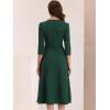 imageAllegra K Womens 34 Sleeve Dresses V Neck Elegant ALine Work Business Formal Midi Dress with PocketsDark Green