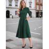 imageAllegra K Womens 34 Sleeve Dresses V Neck Elegant ALine Work Business Formal Midi Dress with PocketsDark Green