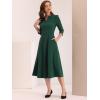 imageAllegra K Womens 34 Sleeve Dresses V Neck Elegant ALine Work Business Formal Midi Dress with PocketsDark Green