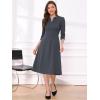 imageAllegra K Womens 34 Sleeve Dresses V Neck Elegant ALine Work Business Formal Midi Dress with PocketsDark Grey